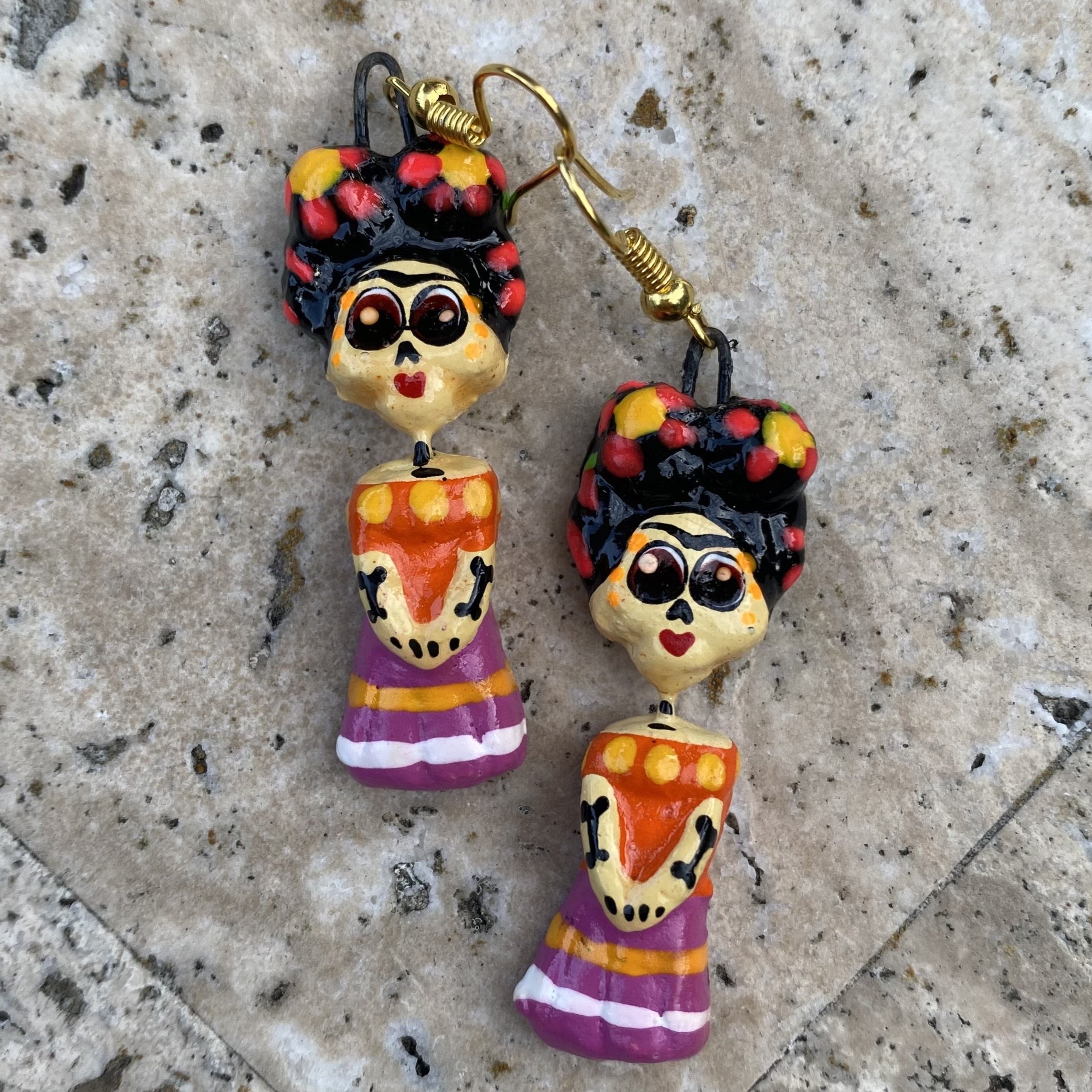 Bluebubble Day Of The Dead Sugar Skull Earrings – Silver Plated Drop Earrings